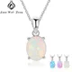 Silver Color Pendant Necklace Choker Created Oval White Pink Blue Opal Women's Neck Chain Necklace