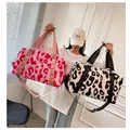 Fashion Travel Bag Duffle Bag Women Leopard Big Nylon Bag Tote Handbags Sports Fitness Gym Bag