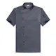 Men Grey Chef Coat Short Sleeve Apron Chef Jacket for Summer Head Chef Uniform Restaurant Hotel