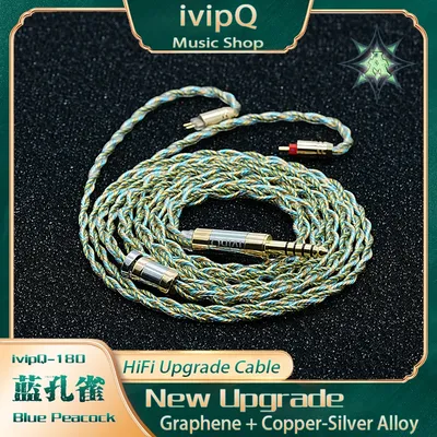ivipQ-180 Blue Peacock Litz HiFi-Kopfhörer-Upgrade-Kabel mit MMCX/0,78 mm/2PIN/QDC und 2,5/3,5/4,4 mm, für AKR03 MK4 N5005 IEM IE900 Image