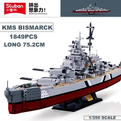 Ww2 militärische Kriegsschiffe kms Bismarck Schlacht schiff Sammlung Bausteine Ziegel Weltkrieg II 2 klassisches Modell für Kinder geschenk Image