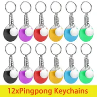 12 Stück Tischtennis Schlüssel bund Mini Tischtennis Schlüssel ringe mit Tischtennis schläger Sport
