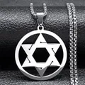 Star Of David Shield Stainless Steel Necklace for Men Women Silver Color Hexagram Pendant Necklace