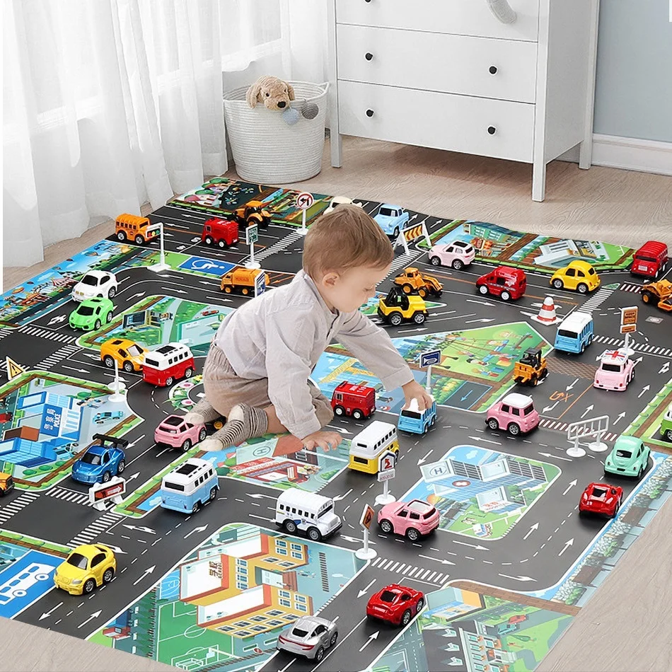 130*100 Baby Pädagogische Matte Kinder Stadt Verkehrs Papier Straße Teppich Karte Jungen Mädchen Entwicklung Spielen Matte Kinder Schlafzimmer boden Teppiche