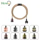 E27 Bulb Holder Pendant Lighting Chandelier 2M Hemp Rope Copper With Switch Electric Cable Ceiling