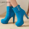 2017 Winter Stiefel Plus Große Größe Neue Runde Kappe Schnalle Stiefel für Frauen Sexy Ankle Heels Mode Winter Schuhe Casual Zip Schnee 2150