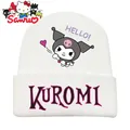 Sanrio Kuromi Winter Anime Print Beanie Knit Hat Outdoor Warming Windproof Warm Headgear Student