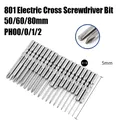 1PCS 50/60/80mm PH00/0/1/2 801 Electric Cross Screwdriver Bit 5mm Round Shank Magnetic Phillips