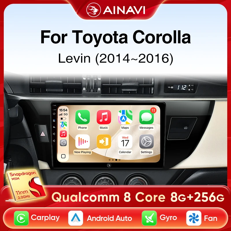 Ainavi Autoradio Für Toyota Corolla 2013 2014 2015 2016 E160 E170 Drahtlose Carplay Android Auto Qualcomm Auto Multimedia Player Image
