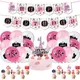 Romantic Paris Themed Girl Birthday Party Decor Pink Perfume Lipstick Paris Eiffel Tower Cake flags