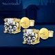 Certified Original 925 Silver Gold Stud Earrings for Women Men 3.5mm 4mm 5mm 6mm 6.5mm Moissanite 4