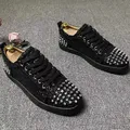 men fashion rivets shoes lace up flat platform shoe punk gothic dress black silver natural leather