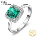 JewelryPalace Grün Simulierte Nano Smaragd 925 Sterling Silber Ringe für Frauen Halo Engagement Ring