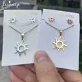 Vintage Ethnic Sun Totem Pendent Necklace for Women Men Stainless Steel Jewelry Sets Dainty