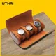 3 Slots Gitter Uhr Box Roll Travel Case schicke tragbare Vintage Leder Display Aufbewahrung boxen