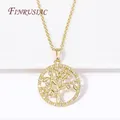 Trendy Inlaid Zircon Tree of Life Pendant Necklaces Female 18K Gold Plated Chains Choker Necklaces