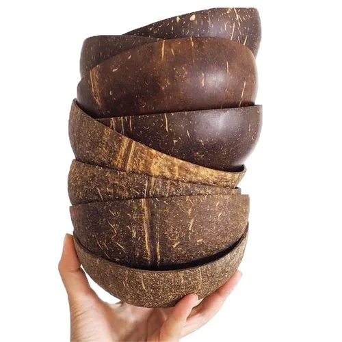 Holz geschirr 12-15cm natürliche Kokosnuss schale und Löffel Kokosnuss schale kreative Obsts alat