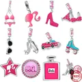 Hot Sale Original 925Silver Pink Girl Bead high heels Pendant Exquisite Doll Charm Perfume Bead Fit