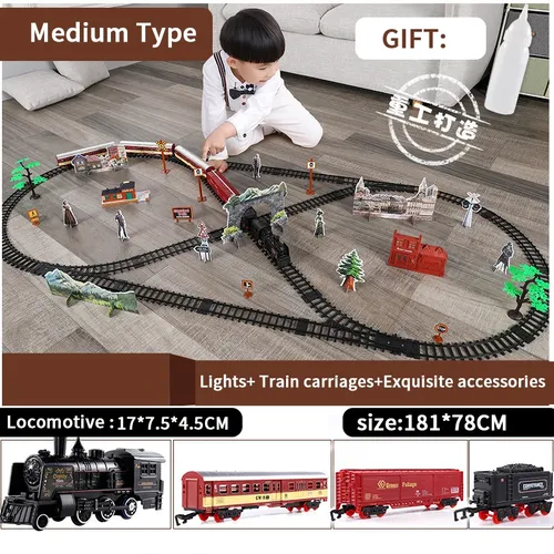 Klassische Elektrische Zug Spielzeug Vihcle Eisenbahn Motorisierte Zug DIY Track Eisenbahn Set