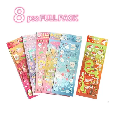 8 teile/paket Deko-Aufkleber kreative niedliche koreanische Art 3d Hologramm kawaii Memopad kpop Top Image