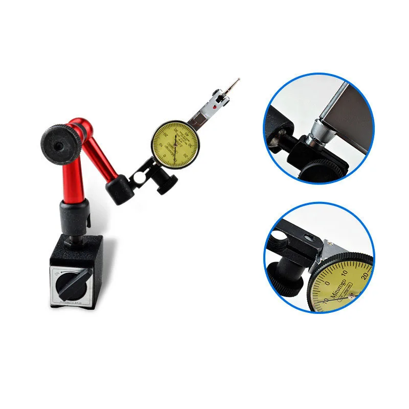 0-0,8 mm hochpräziser Hebel-Indikator-Messuhr-Test, universelle flexible Messuhr, magnetische Basishalter, Ständer, Messgerät Image