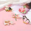 Chinese Ink Painting Enamel Pin Custom Lotus Dragonfly Koi Butterfly Bee Brooch Bag Lapel Badge Art