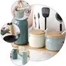 Haushalts küche Gewürz behälter einfache und einfarbige Keramik Salztank Öl flasche Gewürz tank Set