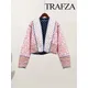 TRAFZA Women's Flower Print Coat Quilted Reversible Long Sleeve Open Front 2 In One Jackets Autumn