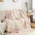 Floral Print Cotton Quilt Bedspread on The Bed Applique Duvet Quilted Blanket European Coverlet