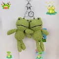 Cartoon Ugly Smiling Face Green Frog Plush Keychain Cute Ugly Funny Frog Plush Backpack Pendant