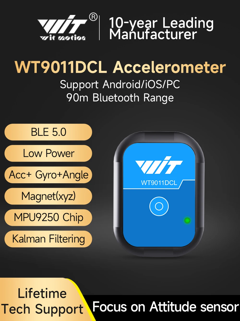 WitMotion WT9011DCL Bluetooth 5.0 Beschleunigungsmesser Gyroskop Winkelsensor Elektronischer Kompass Magnetometer Neigungsmesser Image
