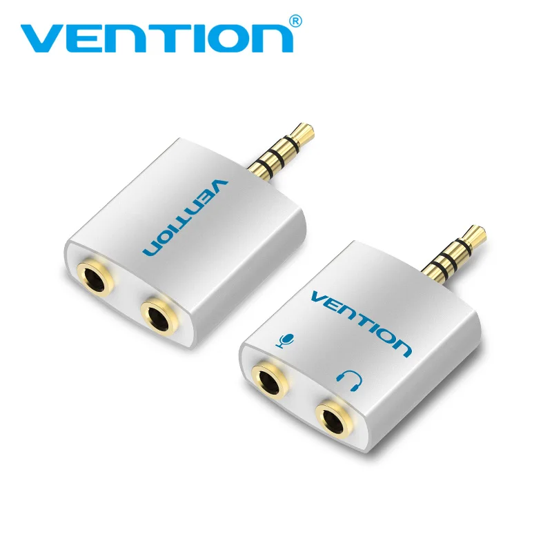 Vention 3,5 mm Kopfhörer-Audio-Splitter-Verbindungsadapter mit Mikrofon, 1 Stecker auf 2 Buchsen, Audio-Adapter für Kopfhörer, PC, Mobiltelefon Image