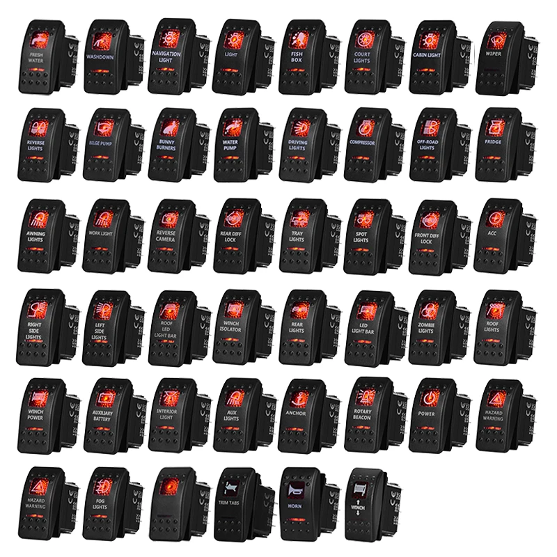 Für 12V ~ 24V Carling ARB Narva 5Pin SPST AUF OFF Kippschalter Rote Led Licht Bar Auto boot Lkw Caravan Kippschalter Image