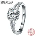 Promotion Silver 925 Jewelry 100% Pure 925 Sterling Silver Engagement Ring Set 2 Carat Zirconia