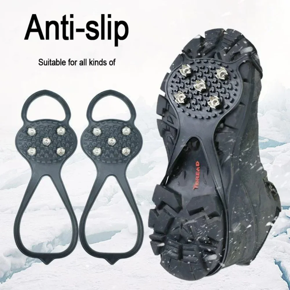 5 Zähne Anti-Rutsch-Eis greifer Schuhe Stiefel Wandern Eis kletter schuh Spikes Kette Steigeisen decken rutsch feste Outdoor-Wanderschuhe Bucht