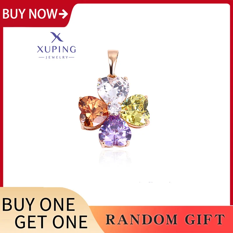 Xuping Jewelry Store Charms-Halskette mit Blumen-Design für Damen, goldfarben plattiert, für Damen, Damen, trendiges Design, Geschenk 32897 Image