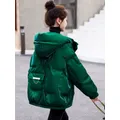 Glänzende Daunen-Baumwolljacke, dick, warm, mit Kapuze, Pufferjacke, Damen, langärmelig, Parka, übergroß, koreanischer Mantel, Schwarz, Rot, Grün, Blau