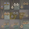 Indian Women's Retro Necklace Earrings Set Luxury Flower Bell Beaded Pendant Necklace Earrings Set