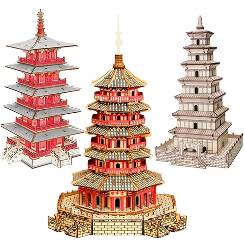 DIY 3d Puzzle Leifeng Pagode Holz puzzle Wen chang Turm Gebäude Modell Spiel Montage Konstruktor