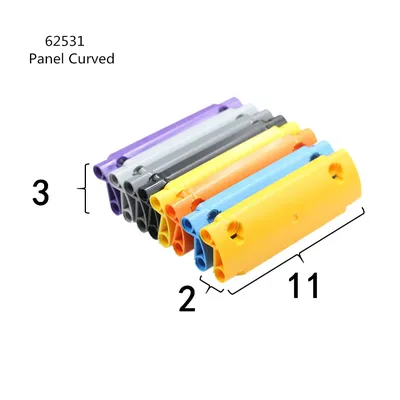 1 Stück Bausteine 62531 Panel gebogen 11x3 mit 2 Stiftlöchern durch Panel Oberfläche Ziegel modular Image