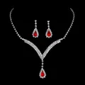 2023 New Japanese and Korean Bride Necklace Earring Set 2 Pieces Dress with Jewelry Shiny Crystal