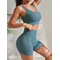 Seamless Ribbed Yoga Sets Workout Sets for Women 2 Pieces Gym Suits Ribbed Crop Tank High Waist