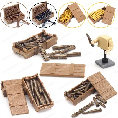 Soldat Ausrüstung Kugel Box Set Militär Gebäude Block Moc Figuren WW2 Armee Waffen Box Modell Kind Weihnachten Geschenk Junge DIY spielzeug Image