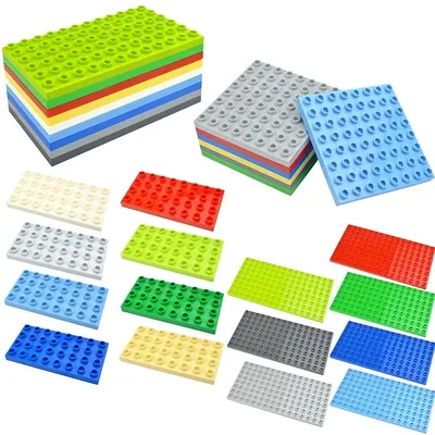 Duploes große Größe Duploed Ziegel bunte Masse doppelseitige Grundplatten 8x8 4x8 Punkte Bausteine Image