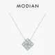MODIAN Classic Flower Water Drop 5A CZ Necklace 925 Sterling Silver Sparkling Luxury Pendant