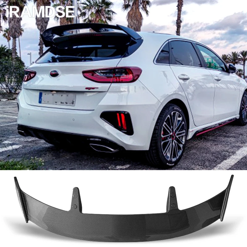 Spoiler Carbon Oberfläche Typ Generisches ABS Material Auto Hinten Stamm Universal Spoiler Für KIA Ceed 2013 - 2022 Image