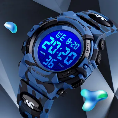 2022 Jungen Sport Militär Kinder Digitaluhren Student Kinder uhr Mode leuchtende LED Alarm Tarnung grüne Mädchen Uhr