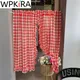 1 PCS Rod Pocket Classic Red Plaid Ruffle Short Curtain Sheer Voile For Kitchen Girls Bedroom Small