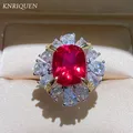 KNRIQUEN Hochzeit Party Ringe für Frauen Luxus Rubin Edelstein Hohe Carbon Diamant Engagement Ring