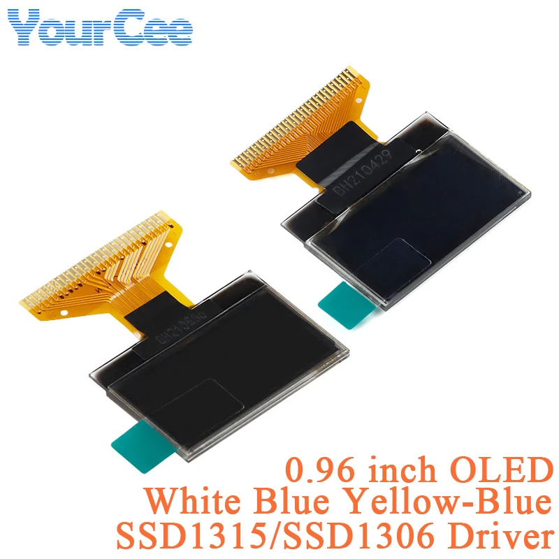 0,96" 0,96 Zoll OLED-LCD-Display 128*64 Auflösung Gelb-Blau Blau Weiß 128X64 SSD1315 SSD1306 Treiber Image